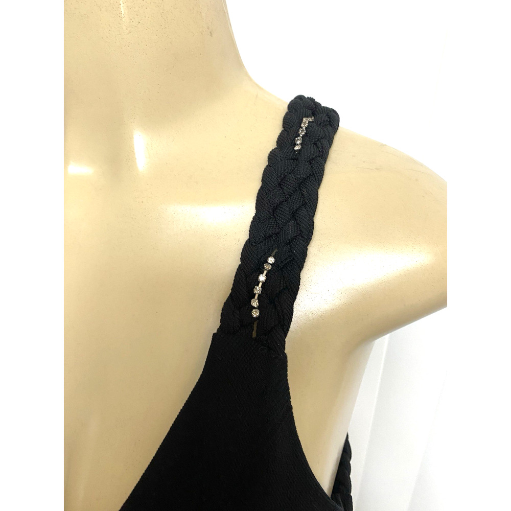 SKY Dress Mini Bandage Sleeveless V Neck Sheath Bodycon Black Embellished XS - Picture 6 of 10